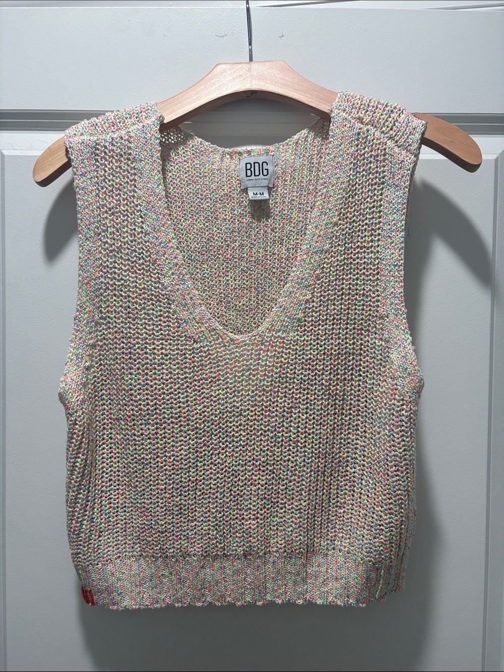 BDG Pastel Speckled Knit V-Neck Sweater Vest